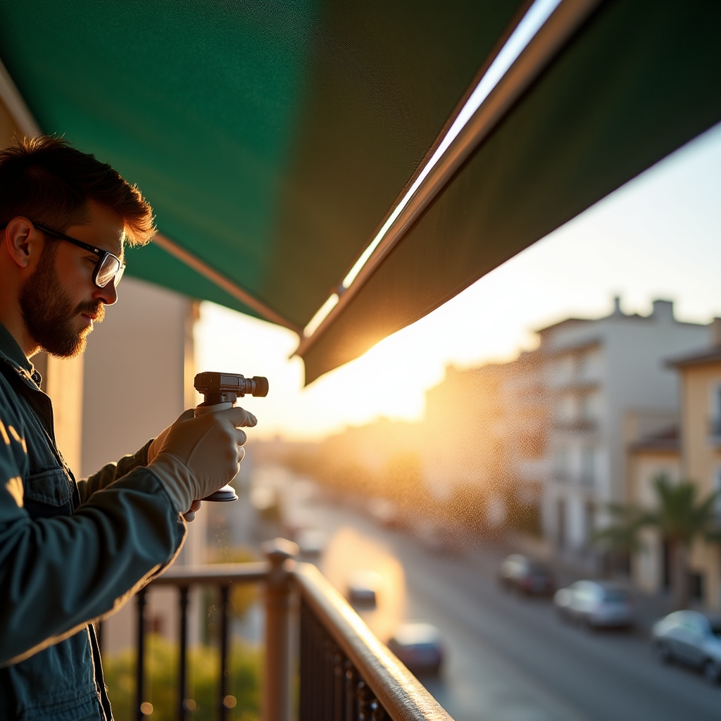 Aplicación de tratamiento impermeabilizante y anti-moho sobre lona de terraza